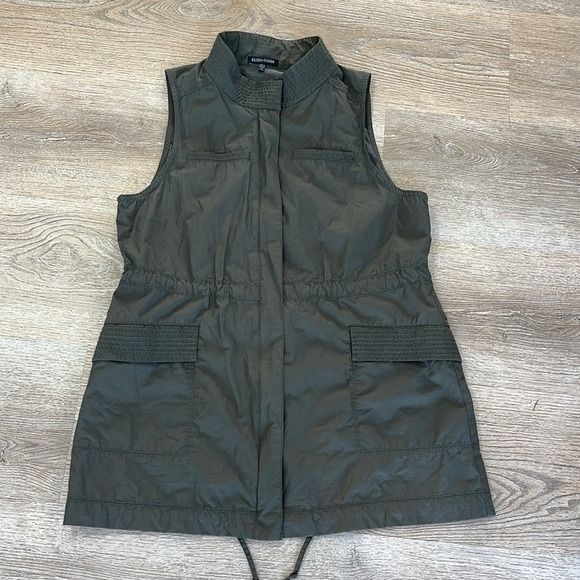 Rare Eileen Fisher Tech Utility Nylon Olive Green Vest Jacket Women's Medium - Picture 2 of 16